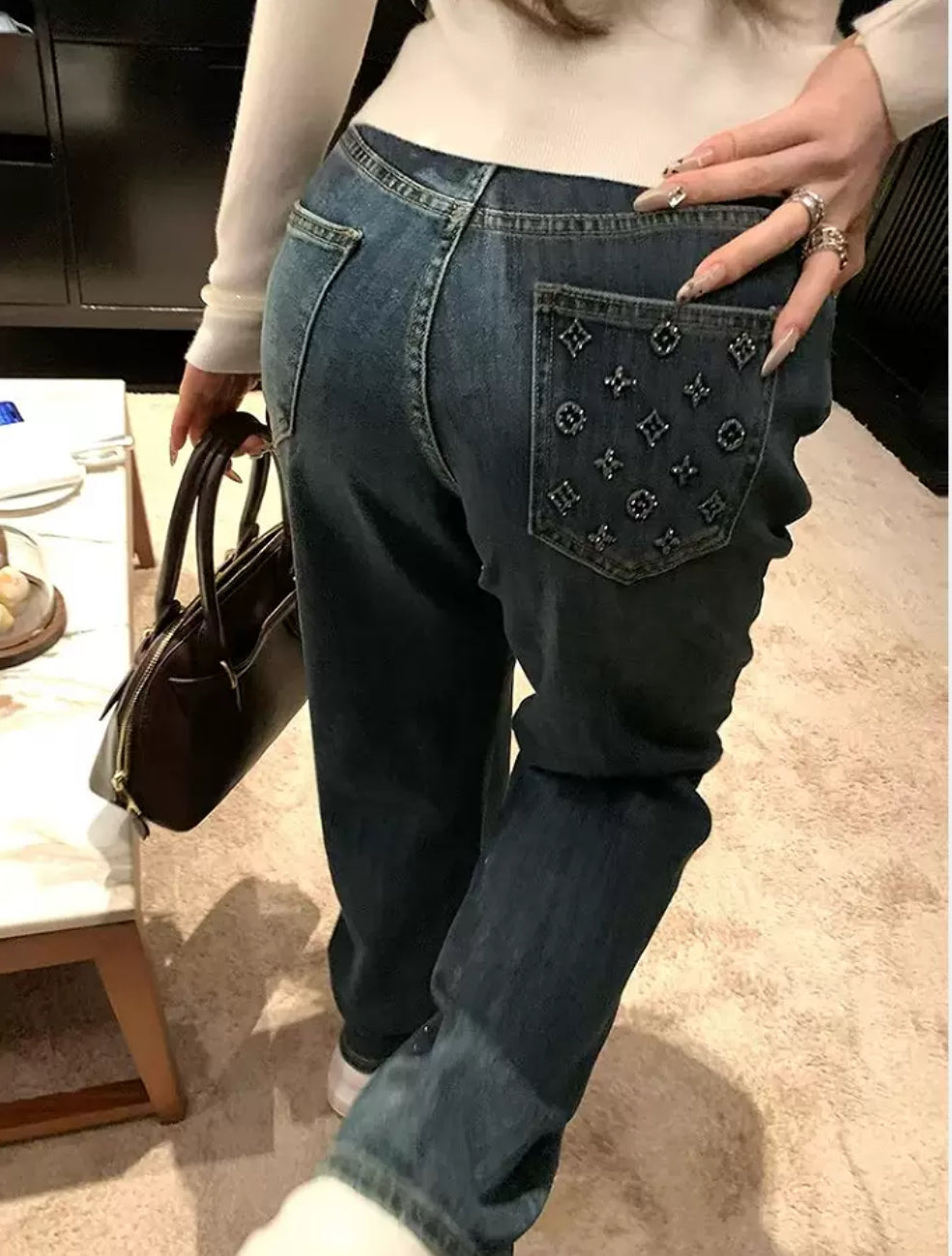 LV diamonds jeans black/denim