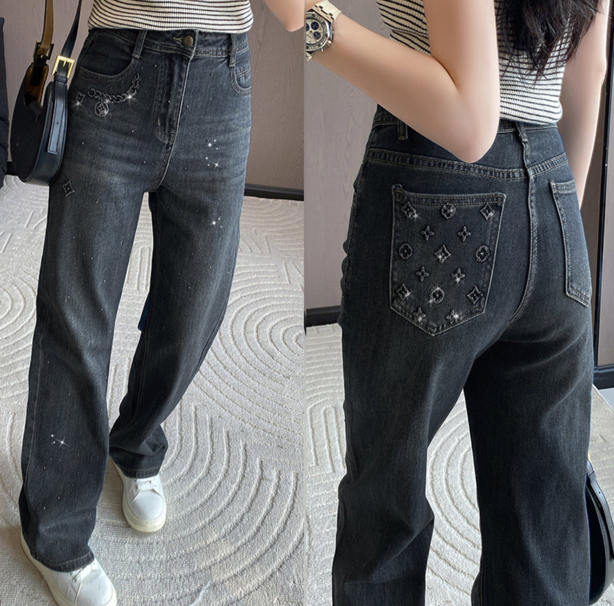 LV diamonds jeans black/denim