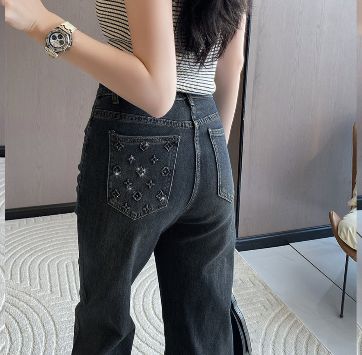 LV diamonds jeans black/denim